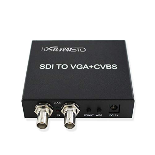 HDSUNWSTD SDI (SD-SDI/HD-SDI/3G-SDI) to VGA+CVBS/AV+SDI Converter Support 1080P for Monitor/Camera/Display with us Power Adapter - Image 1