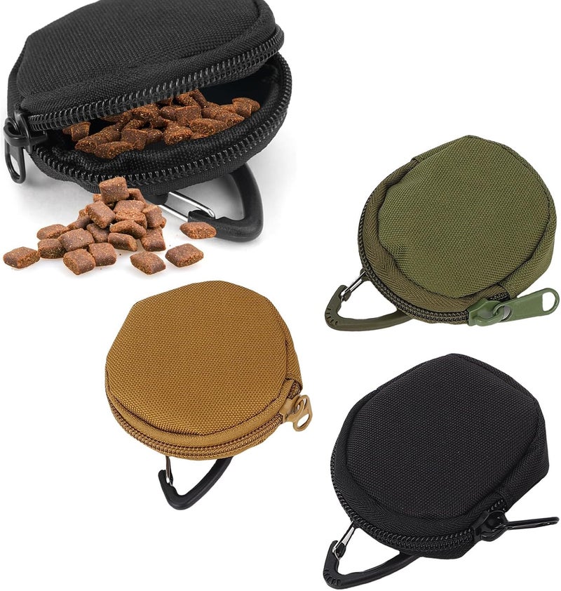 Brrnoo 3pcs Dog Treat Pouch, Oxford Cloth Pet Training Snack Bag with Carabiner, for Walking Camping Hiking Small Dogs - Image 2