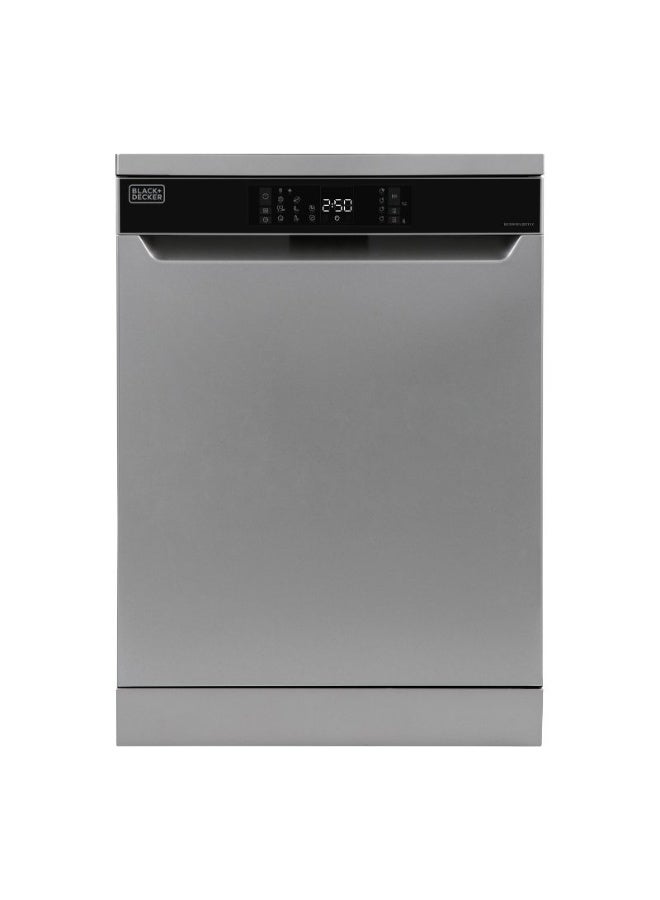 BLACK+DECKER 12L Dishwasher, 15 Place Settings, 8 Programs, A++ Energy, Knife Rack 1900 W BXDWF815.001TVX Silver - Image 1