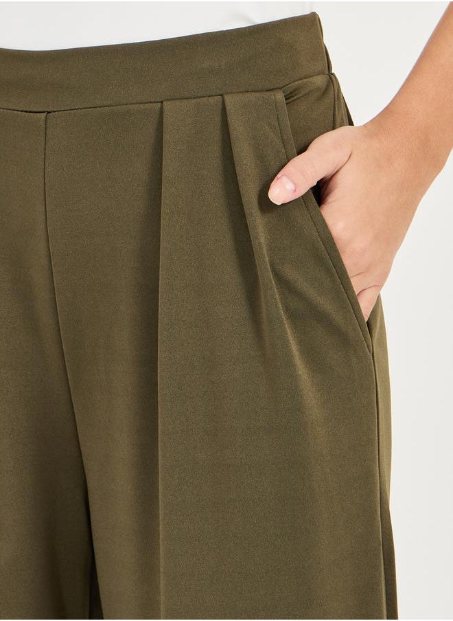 ستايلي بنطال بأرجل واسعة وخصر عالي مع كسرات  - Image 3