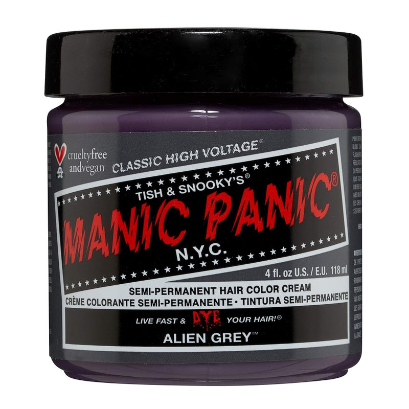 Manic Panic صبغة شعر مانك بانك رمادي فضائي - كلاسيك هاي فولتاج - لون شعر شبه دائم - ظل رمادي متوسط بارد - نباتي، خالي من PPD والأمونيا - لتلوين شعر النساء والرجال - Image 1