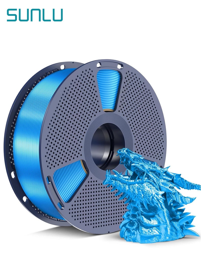 SUNLU Silk PLA+ Filament 1.75mm 2025 Upgrade Spool Compatible with Most 3D Printers, 1kg(2.2lbs) PLA 3D Printer Filament, 1.75mm Dimensional Accuracy +/- 0.02mm, Blue - Image 1