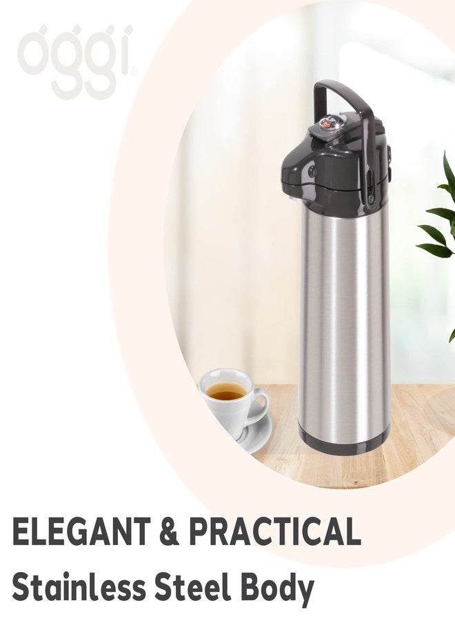 OGGI Pumpmaster 64oz Stainless Steel Carafe w/Lever Action Pump -Vacuum Container, Thermal Coffee Carafe, Insulated Coffee Carafe, Thermos Carafe, Hot Beverage Dispenser, 1.9 Liters - Image 4