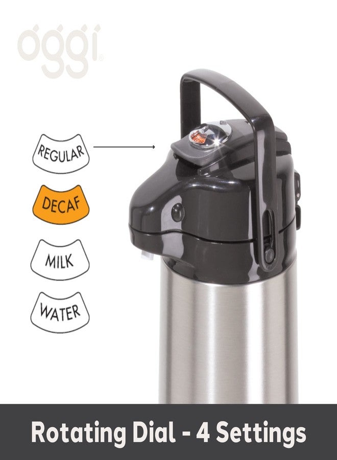 OGGI Pumpmaster 64oz Stainless Steel Carafe w/Lever Action Pump -Vacuum Container, Thermal Coffee Carafe, Insulated Coffee Carafe, Thermos Carafe, Hot Beverage Dispenser, 1.9 Liters - Image 5