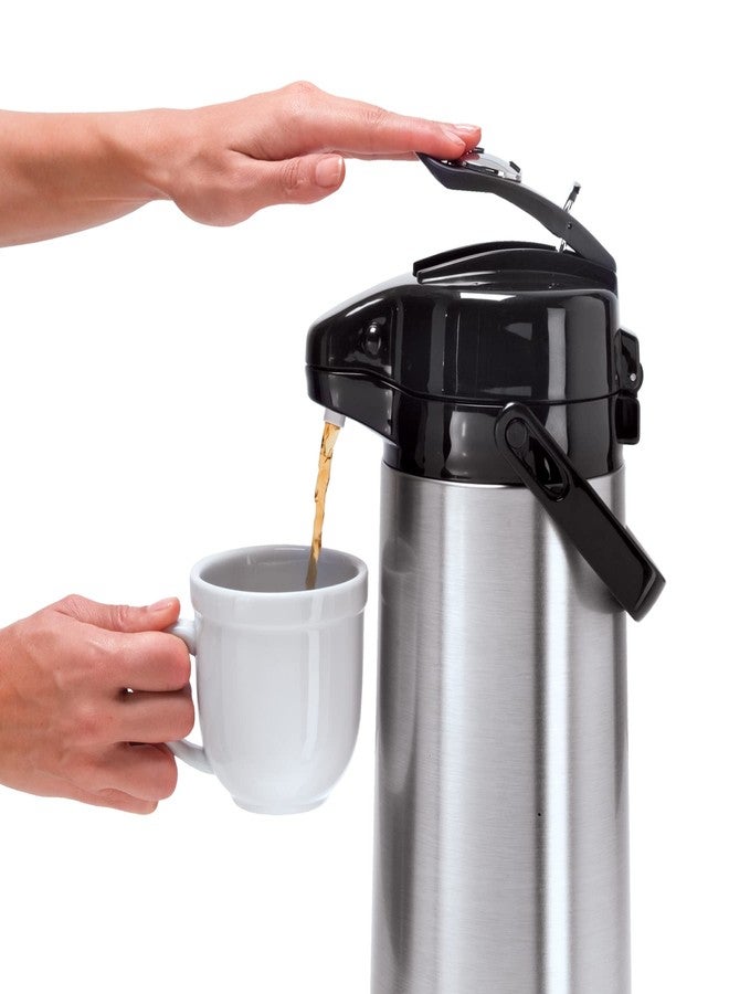 OGGI Pumpmaster 64oz Stainless Steel Carafe w/Lever Action Pump -Vacuum Container, Thermal Coffee Carafe, Insulated Coffee Carafe, Thermos Carafe, Hot Beverage Dispenser, 1.9 Liters - Image 2