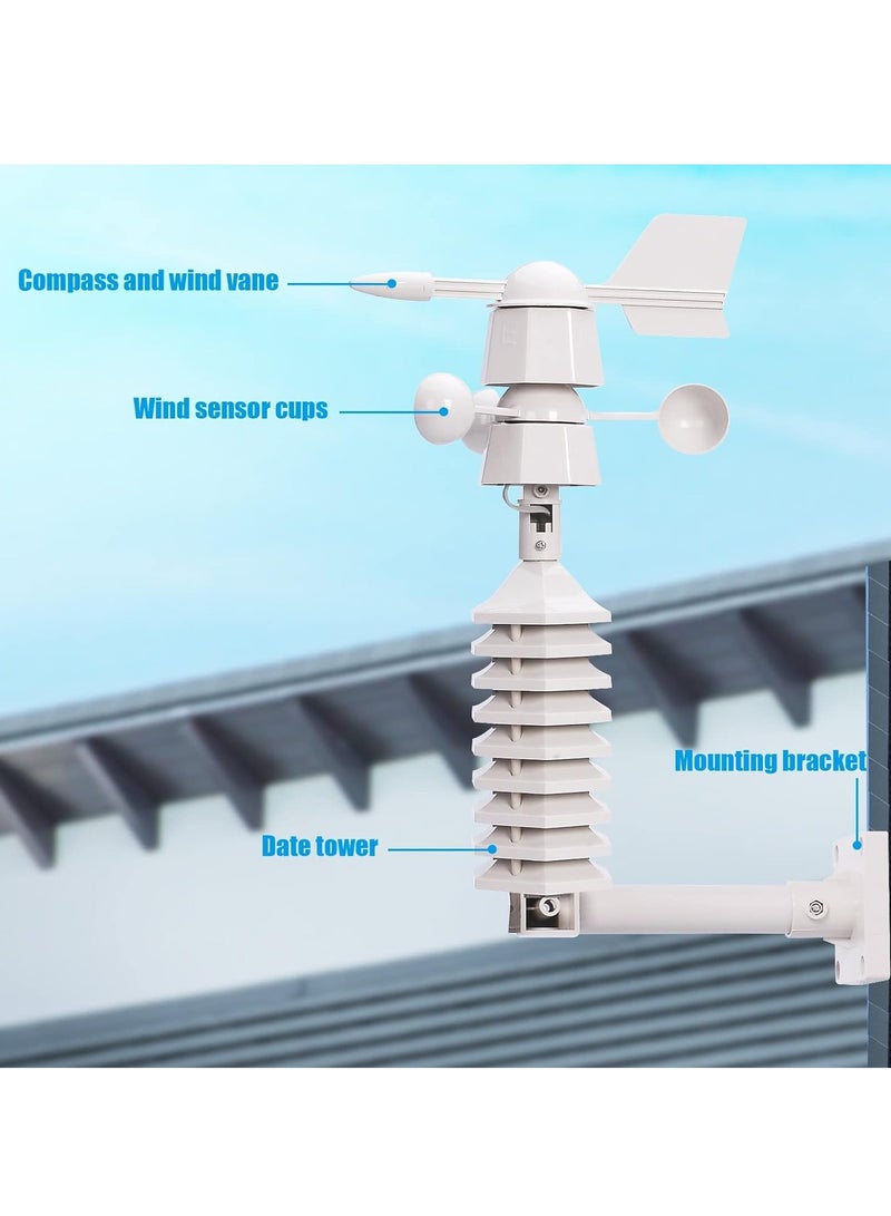 Home Wireless Weather Stations, Multifunctional Wireless Weather Station with Measure Temperature, Humidity, Wind Speed/Wind Direction, Alarm Clock - Image 5