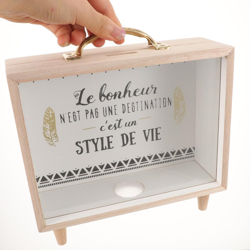 Large Capacity Wooden Coin Storage Box Piggy Bank Money Holder For Desktop Savings - Image 5