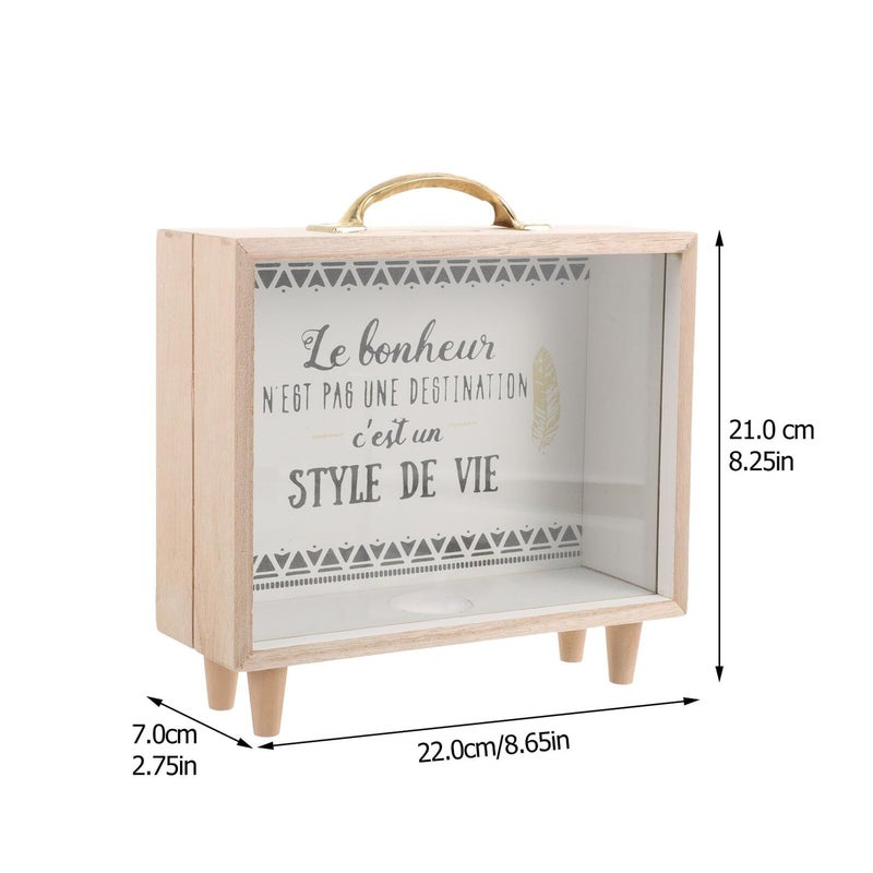 Large Capacity Wooden Coin Storage Box Piggy Bank Money Holder For Desktop Savings - Image 3