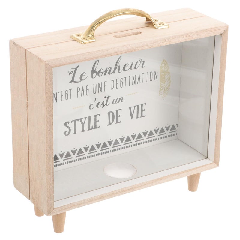 Large Capacity Wooden Coin Storage Box Piggy Bank Money Holder For Desktop Savings - Image 2