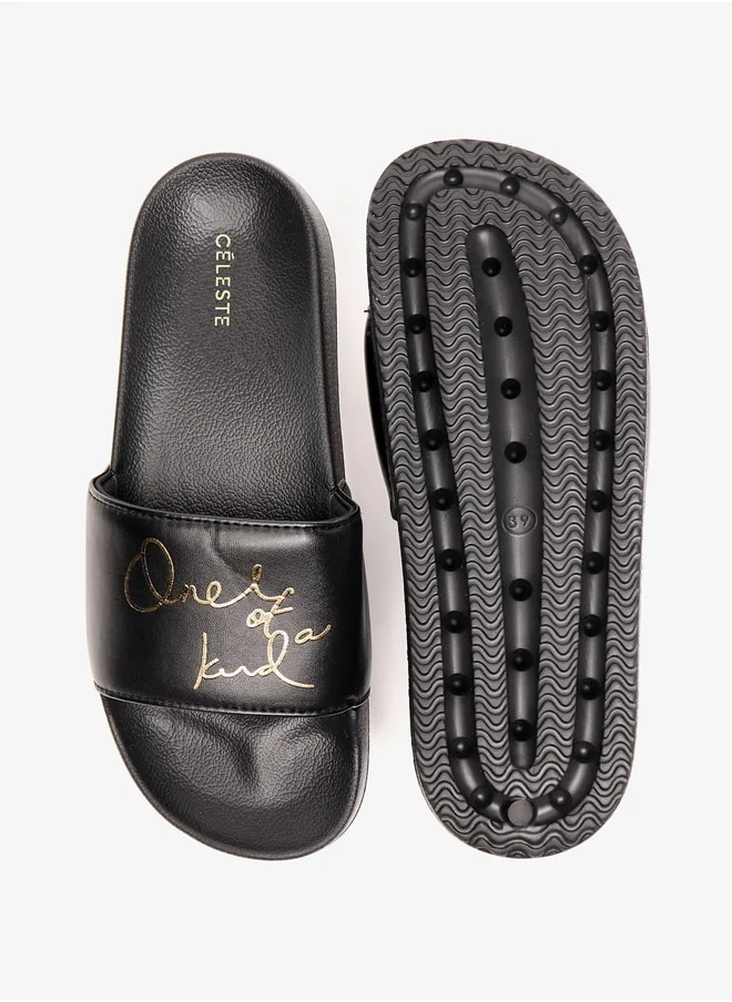 Celeste Women's Typographic Print Slides
