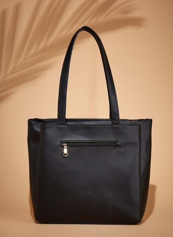 Fargo PU Women's Stylish Handbag (Black) - Image 5