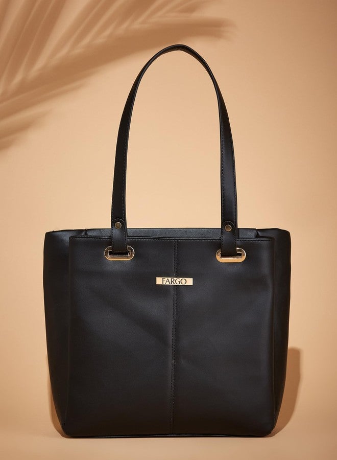 Fargo PU Women's Stylish Handbag (Black) - Image 3