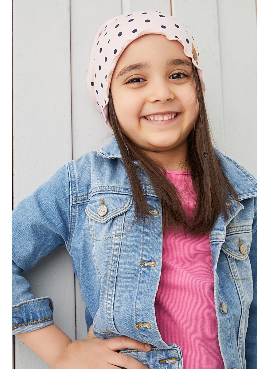 Babygiz - Powder Black Polka Dot Baby Girl Hat Beanie Soft Cotton Combed Cotton - Image 1
