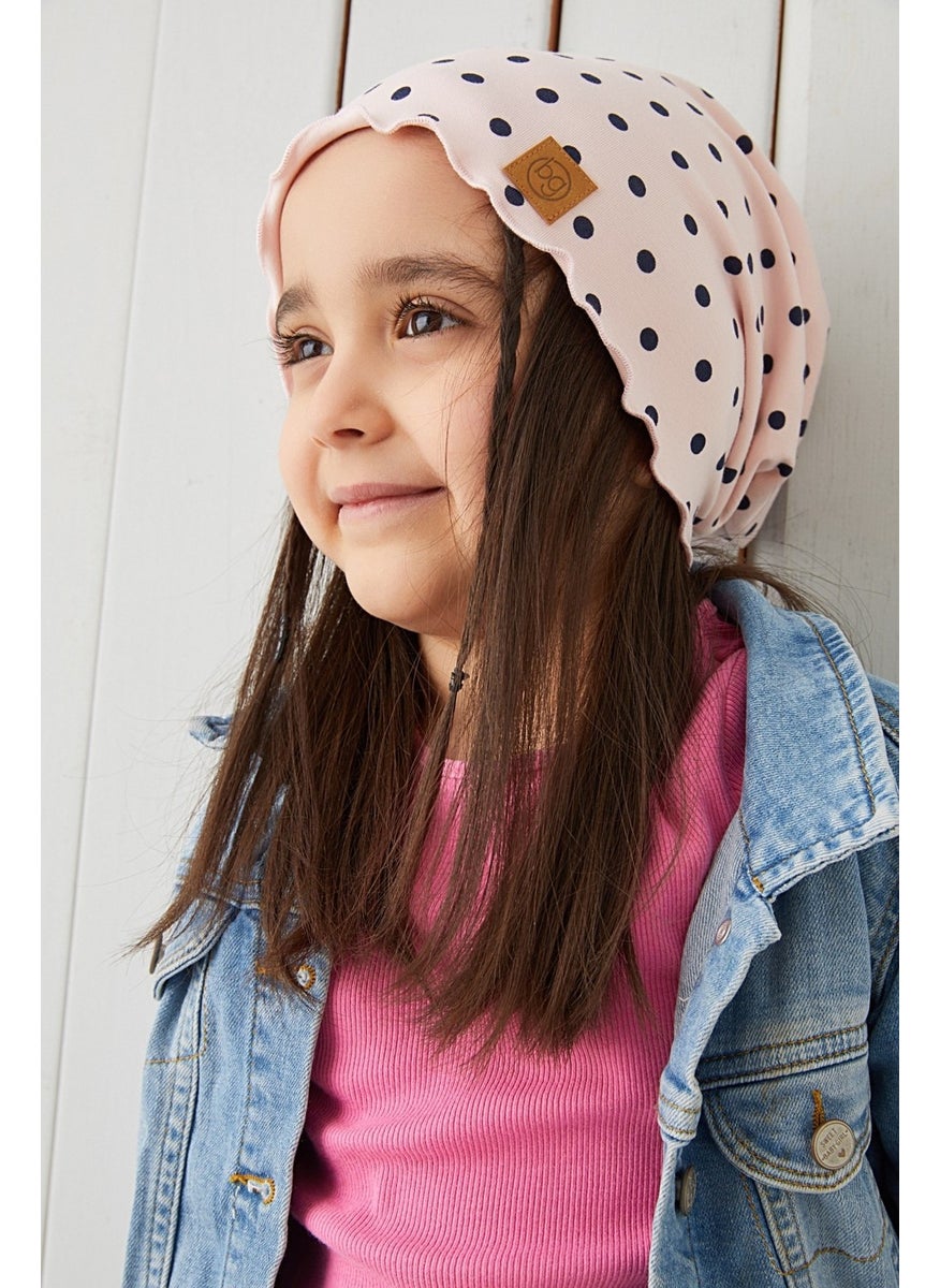 Babygiz - Powder Black Polka Dot Baby Girl Hat Beanie Soft Cotton Combed Cotton - Image 1