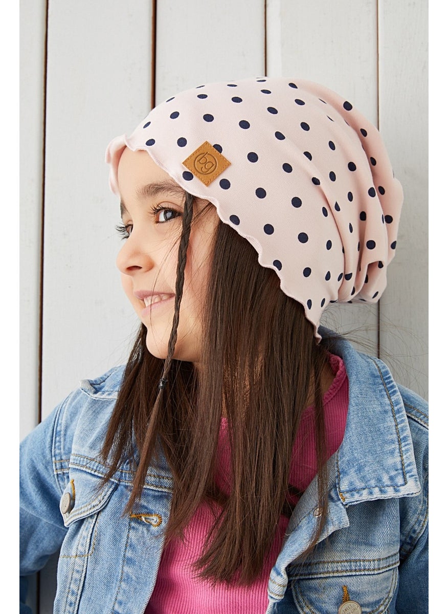 Babygiz - Powder Black Polka Dot Baby Girl Hat Beanie Soft Cotton Combed Cotton - Image 1