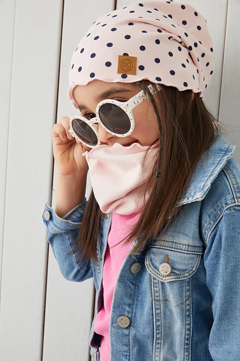 بيبيجيز Powder Black Polka Dot Baby Girl Hat Beanie Soft Cotton Combed Cotton
