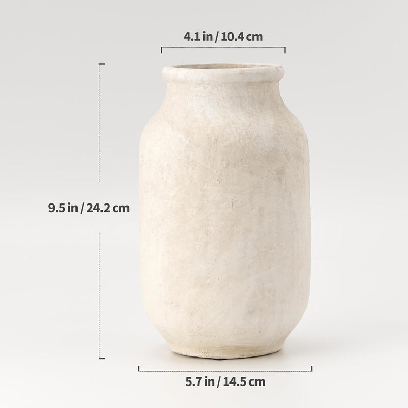 SIDUCAL Simple multi-color universal build Rustic Farmhouse Flower Vase, 9.5 Inch Large Ceramic Vase, Pampas Grass Vase, Modern Farmhouse Decor Vase for Home Decoration, Table, Living Room Decor, Shelf Decor, Mantle, White Carefully selected solid material - Image 4