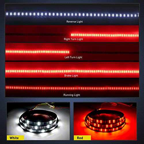 Nilight 60 Inch Truck Tailgate Light Bar Double Row LED Flexible Strip Red Running Brake Turn Signal White Reverse Back Up Lighting Modes for Pick Up Truck SUV - Image 4