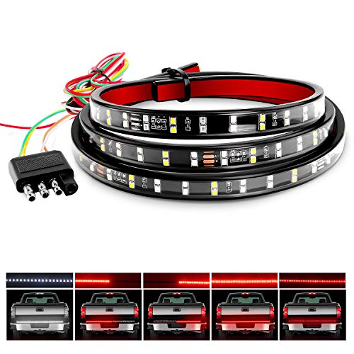 Nilight 60 Inch Truck Tailgate Light Bar Double Row LED Flexible Strip Red Running Brake Turn Signal White Reverse Back Up Lighting Modes for Pick Up Truck SUV - Image 1