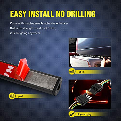 Nilight 60 Inch Truck Tailgate Light Bar Double Row LED Flexible Strip Red Running Brake Turn Signal White Reverse Back Up Lighting Modes for Pick Up Truck SUV - Image 2