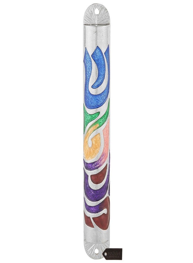 Matashi Hand Painted Multi Color Enamel 6 inch Mezuzah Embellished with Hebrew Shin Home Door Wall Decor Home Décor Jewish Holiday Housewarming Present House Blessing Gift for Holiday Festival - Image 1