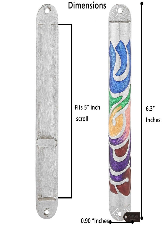 Matashi Hand Painted Multi Color Enamel 6 inch Mezuzah Embellished with Hebrew Shin Home Door Wall Decor Home Décor Jewish Holiday Housewarming Present House Blessing Gift for Holiday Festival - Image 4