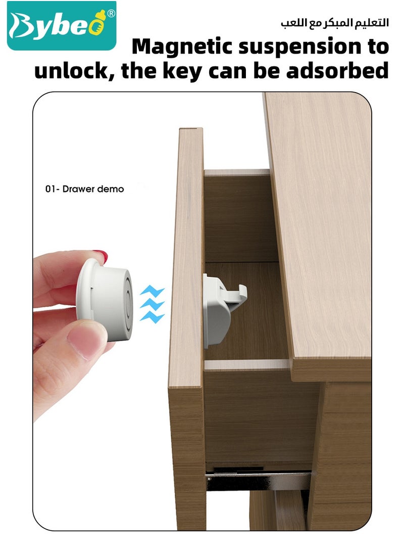 Baby Safety Magnetic Cabinet Lock, Invisible Child Safety Locks, Kids Security Locks With 4 Locks and 1 Key, for Cupboard, Drawers, 3M Adhesive Pads, No Drilling, Ideal for Toddlers Children and Kids
