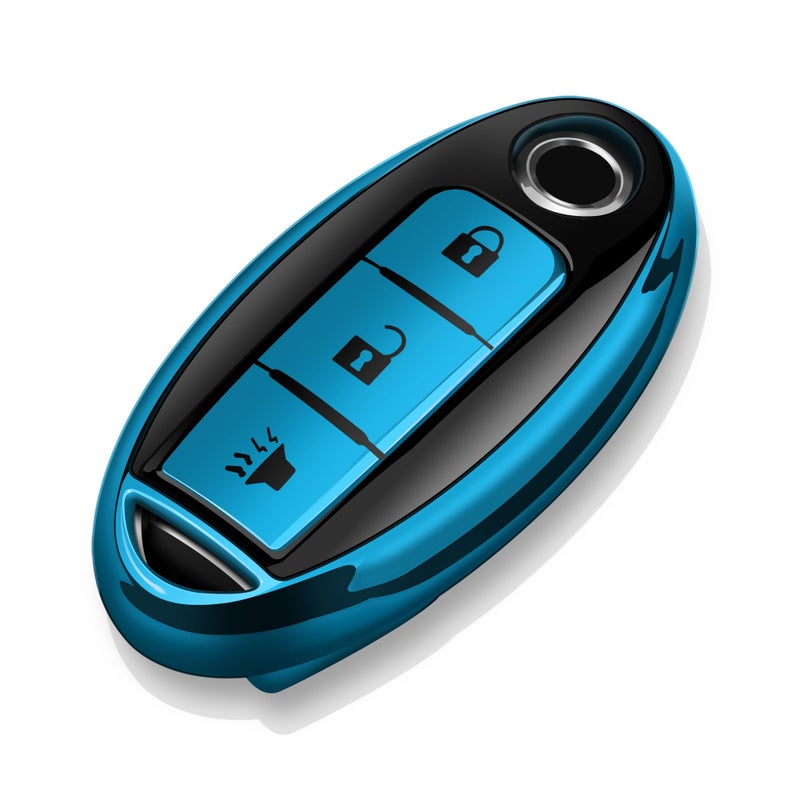 Tukellen Compatible with Nissan Key Fob Cover Soft TPU Key Case for Infiniti XTrail Rogue Altima Quest Pathfinder Sentra Patrol CIMA Fuga Armada Teana Murano 3 Buttons Key ShellBlue
