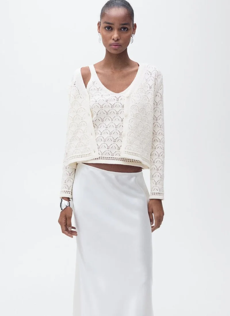 MANGO openwork details knit top