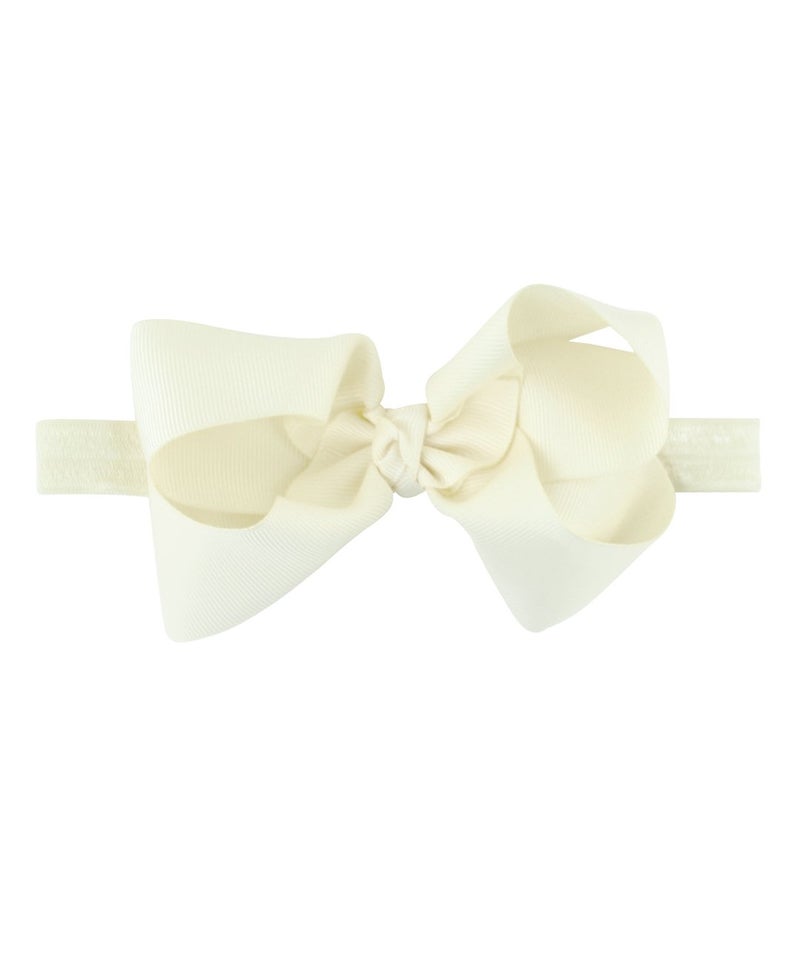 RuffleButts Girls Ivory Bow Headband - One Size - Image 1