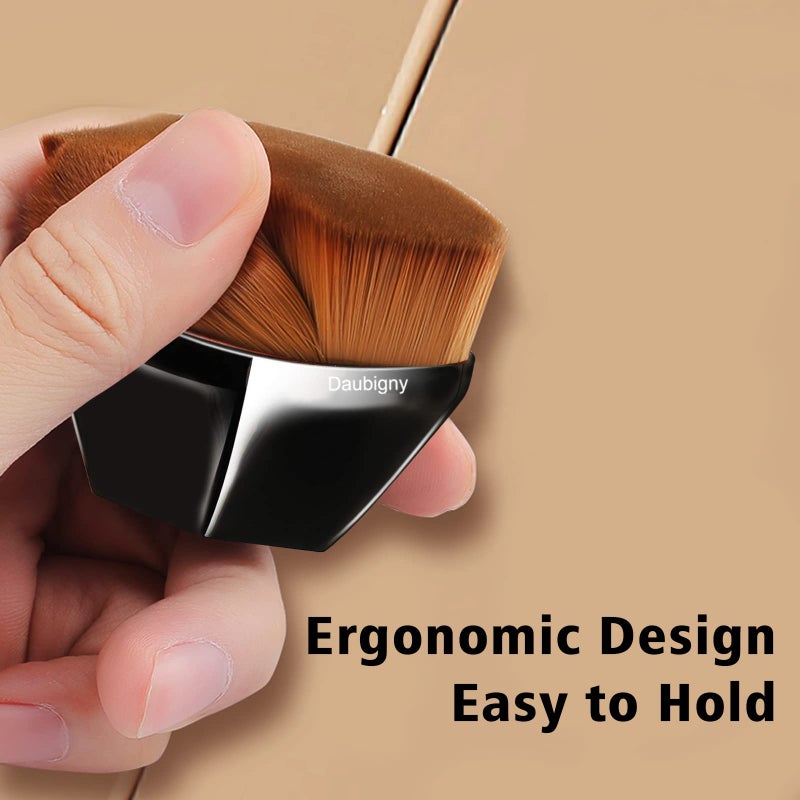 Daubigny Foundation Makeup Brush Flat Top Kabuki Hexagon Face Blush Liquid Powder Foundation Brush for Blending Liquid, Cream or Flawless Powder Cosmetics with Bonus Protective Case (Black) - Image 3