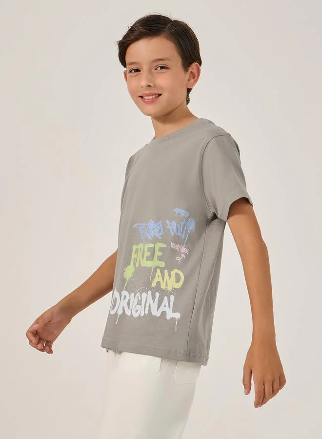 Styli Styli Slogan Print Round Neck T-Shirt