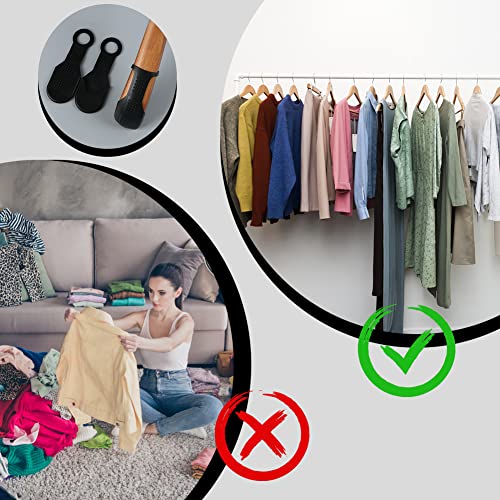 Jaxbo Non-Slip Hanger Grips, Clothing Non-Slip Rubber Hanger Strips, Hanging Gripper - Stretchable & Eco-Friendly Fit on The Ends of Wooden Hangers, 12PCS (Black) - Image 5