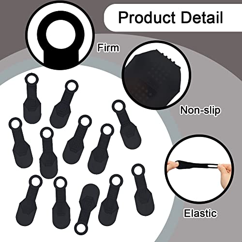Jaxbo Non-Slip Hanger Grips, Clothing Non-Slip Rubber Hanger Strips, Hanging Gripper - Stretchable & Eco-Friendly Fit on The Ends of Wooden Hangers, 12PCS (Black) - Image 3