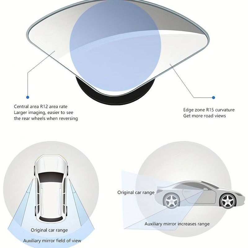 Wide Angle HD Glass Convex Rear View Mirror 2 Pack 360 Degree Adjustable Auxiliary Mirror For SUV Truck Pickup Left Side Mount - Image 5