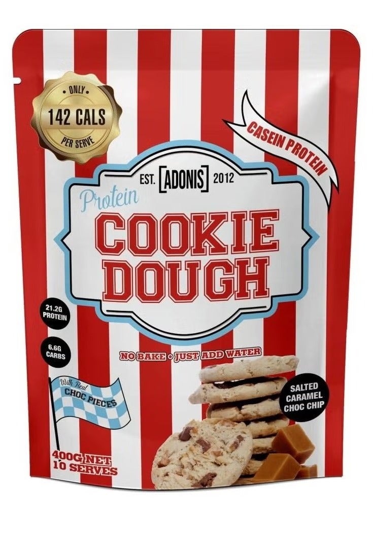 Adonis Cookie Dough Dietary Supplement (Casein Protein) - Salted Caramel Chocolate 400 grams - Image 1