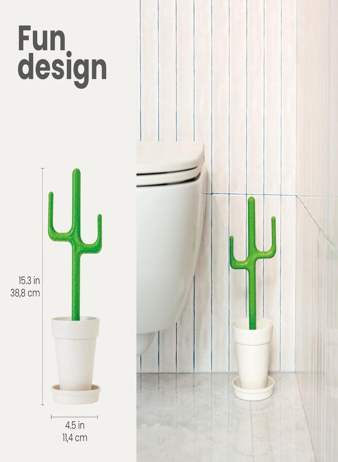 Vigar Cactus Toilet Brush Set, Toilet Brush and Holder Set with Cactus-Shaped Handle, Planter Base and Saucer for Bathroom, Home Cleaning Essentials - Image 2