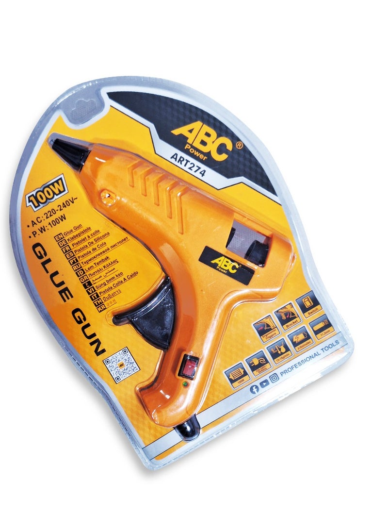 ABC Hot glue gun 100W , with on/off switch for added safety, built-in mounting base, 220-240V, suitable for 11.2mm (2 Glue Sticks) diameter glue sticks, non-slip for greater comfort during use, suitable for decoration and craft projects  - Image 3