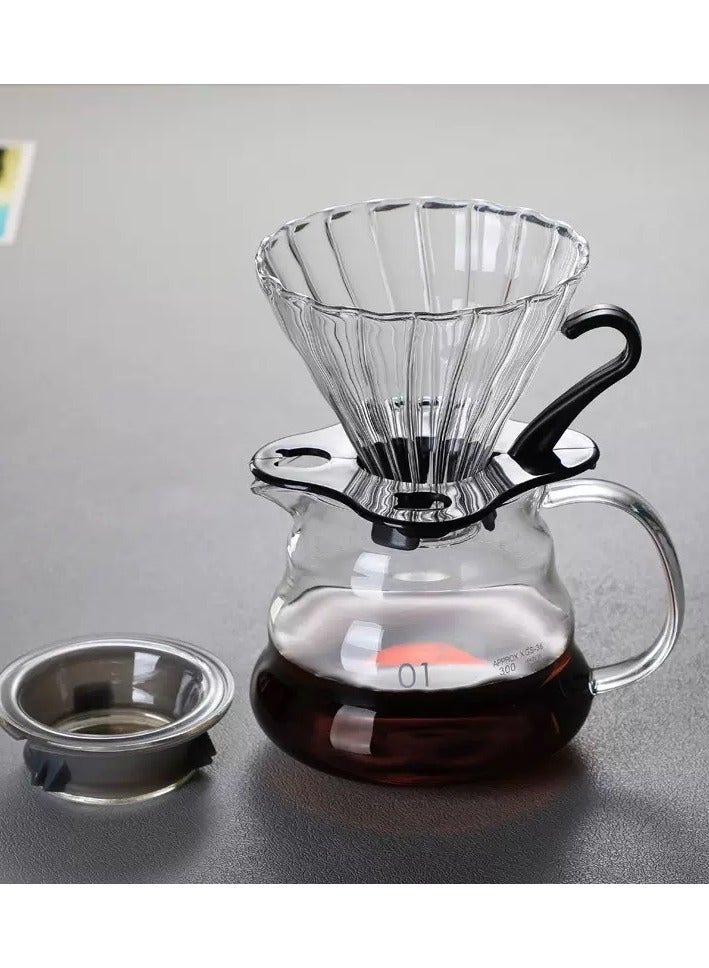 Blue Whale Large V60 Pour Over Coffee Dripper 600ML Glass Coffee Maker with Filter Cup and Paper Hand Drip Coffee Brewer Portable Handmade Coffee Drip Kettle for Travel Camping Office Homearge  - Image 3