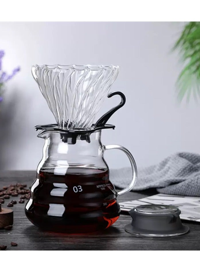 Blue Whale Large V60 Pour Over Coffee Dripper 600ML Glass Coffee Maker with Filter Cup and Paper Hand Drip Coffee Brewer Portable Handmade Coffee Drip Kettle for Travel Camping Office Homearge  - Image 2