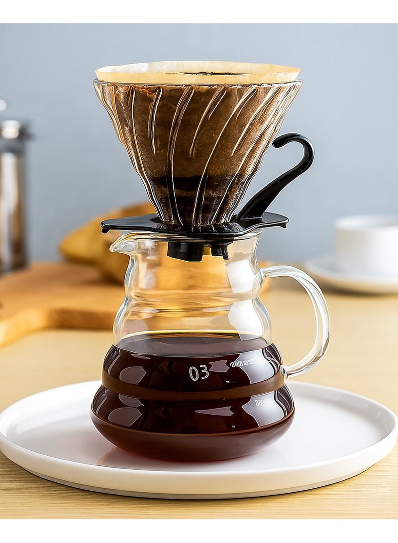 Blue Whale Large V60 Pour Over Coffee Dripper 600ML Glass Coffee Maker with Filter Cup and Paper Hand Drip Coffee Brewer Portable Handmade Coffee Drip Kettle for Travel Camping Office Homearge  - Image 1