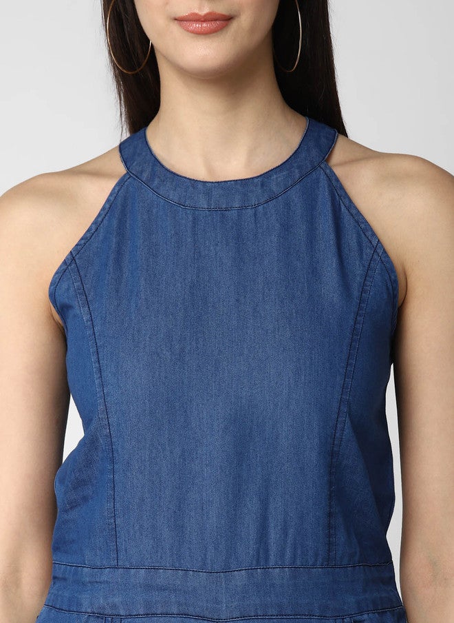 StyleStone جمبسوت دنيم أساسي بلون أزرق للنساء من ستايل ستون - Image 2