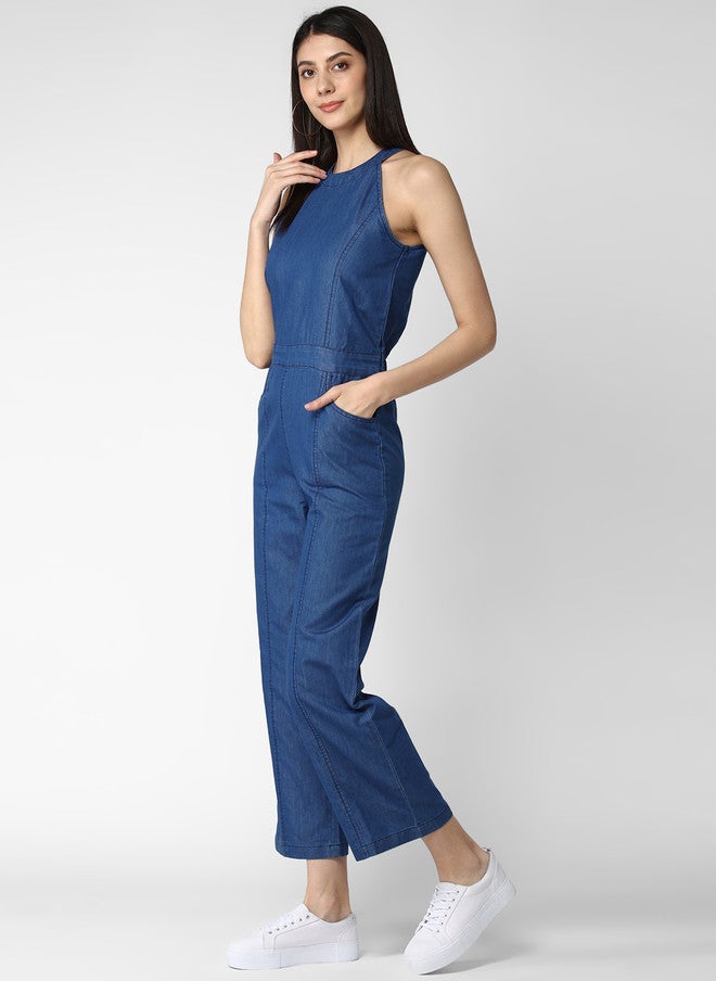 StyleStone جمبسوت دنيم أساسي بلون أزرق للنساء من ستايل ستون - Image 4