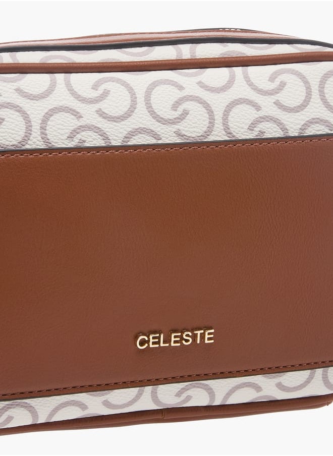 Celeste - Women's Monogram Print Crossbody Bag with Adjustable Strap and Zip Closure - Image 1