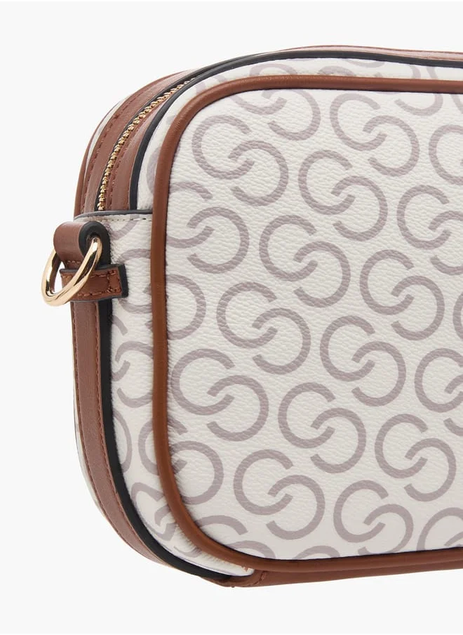 Celeste Women's Monogram Print Crossbody Bag with Adjustable Strap and Zip Closure