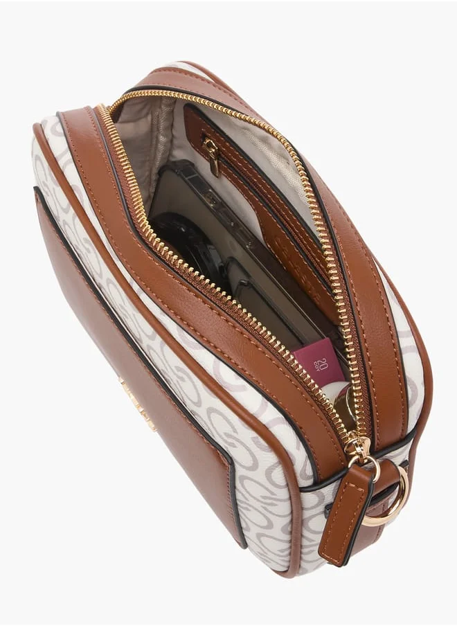 Celeste Women's Monogram Print Crossbody Bag with Adjustable Strap and Zip Closure