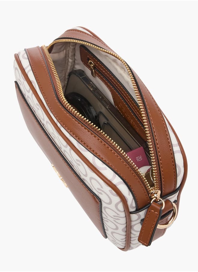 Celeste - Women's Monogram Print Crossbody Bag with Adjustable Strap and Zip Closure - Image 1