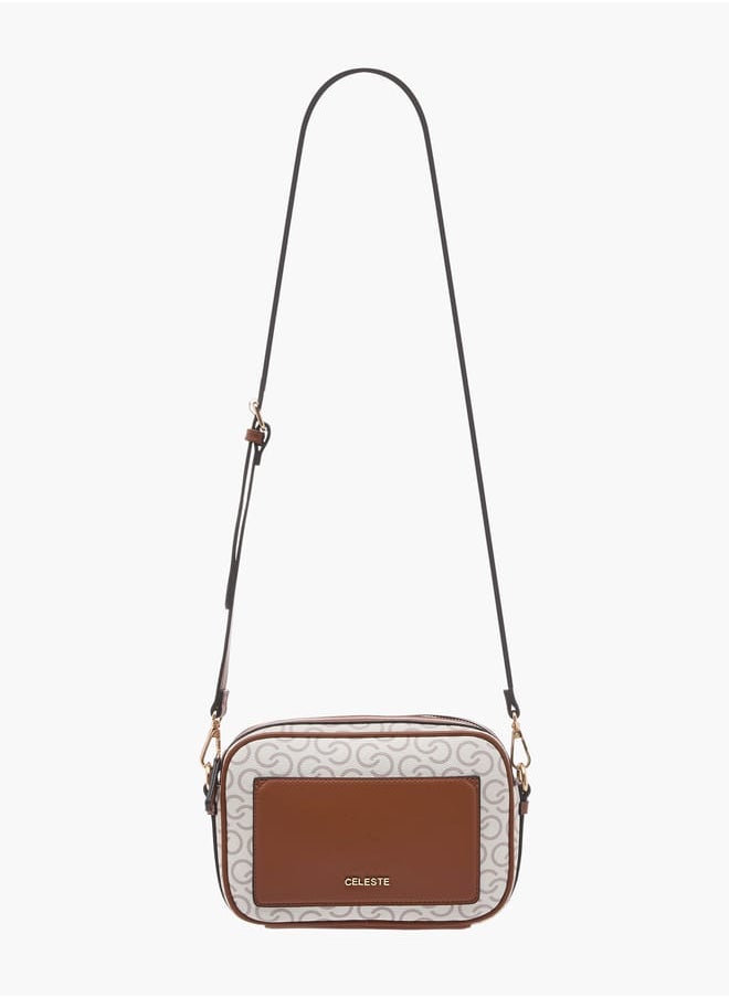 Celeste - Women's Monogram Print Crossbody Bag with Adjustable Strap and Zip Closure - Image 1