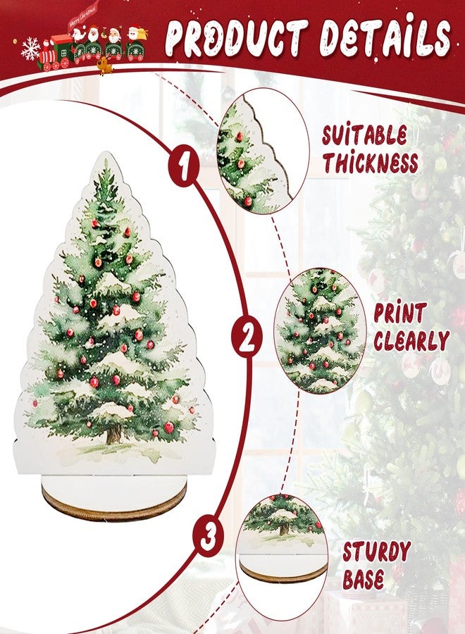 PAMBO Wooden Christmas Table Centerpiece Decorations, Holiday Ornaments with Santa, Stocking, Tree Design, 9 Piece Set with Stand - Image 3