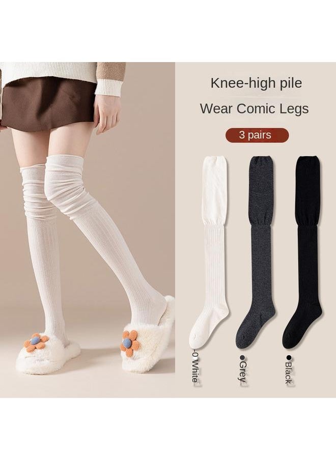 Bluejw - Heap Over-the-Knee Socks Women's Spring And Autumn Stockings Cotton Pure Japanese Jk Pressure Skinny Leg High Barrel Cyber Celebrous Stitching Thigh Stockings - Image 1